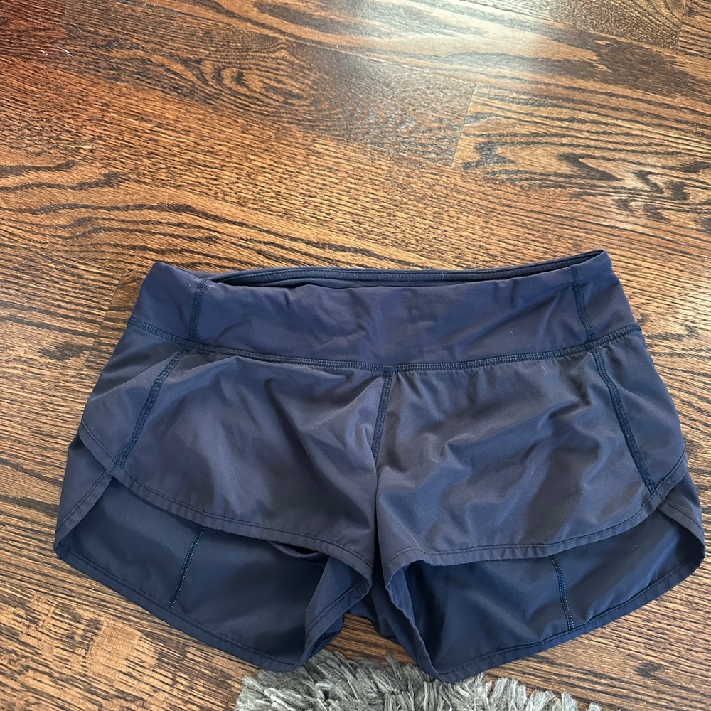 Lululemon Athletica Speed Up Low-Rise Lined Short 2.5" NAVY with blue strip!!!